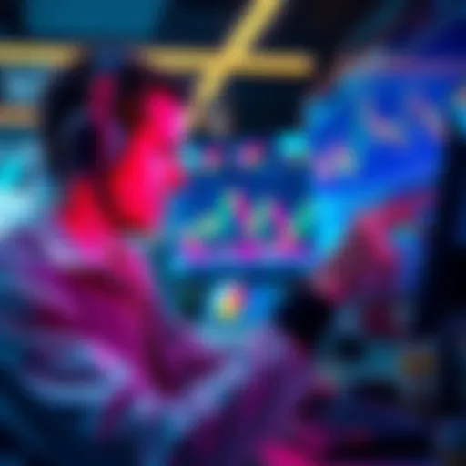 A trader analyzing intent-based swaps on a digital trading platform, showcasing simplified interfaces and automated route selection.