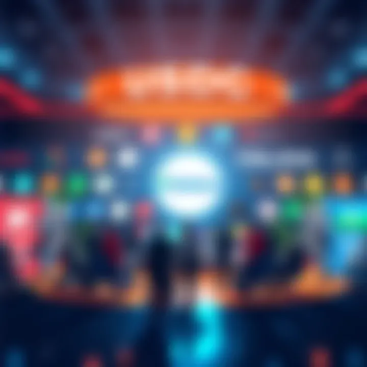 A group of international merchants gathering to discuss the acceptance of USDC on the Solana blockchain, surrounded by e-commerce logos.