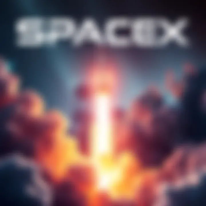 A graphic showing a rocket launching with a stock market theme, representing the chance to invest in SpaceX via BitMart IPO Prime