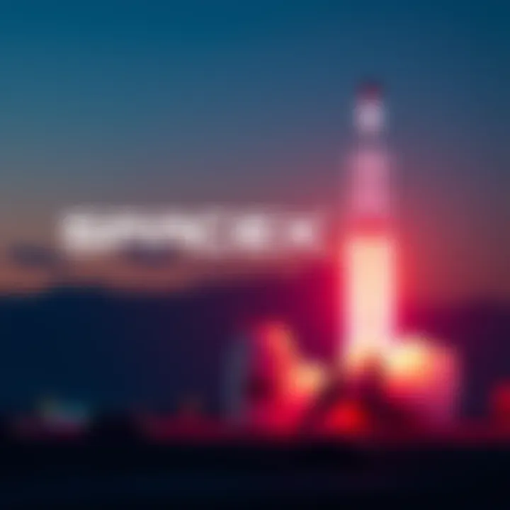 A graphic showing the SpaceX logo alongside a symbol for investing, with a rocket in the background.