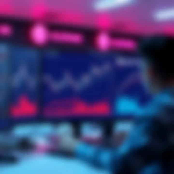 A person analyzing charts and graphs on a computer screen with Algorand logos in the background