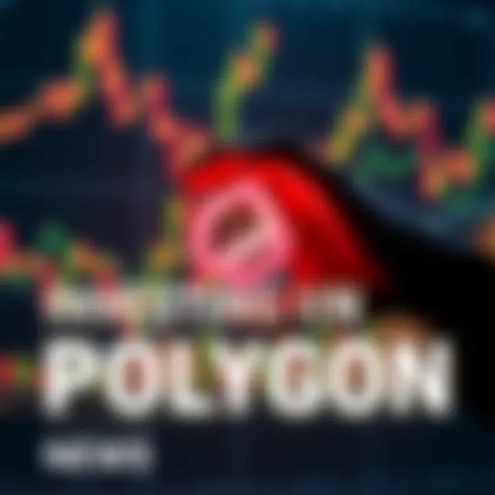 A person holding a digital representation of the Polygon logo with financial charts in the background, symbolizing investment opportunities.