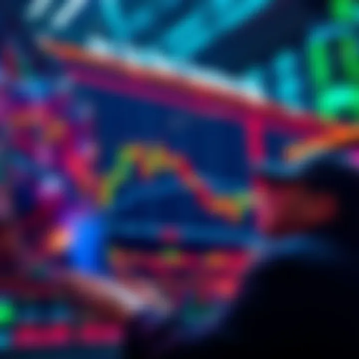 A person analyzing stock charts and investing strategies while looking at a downward trend in the market