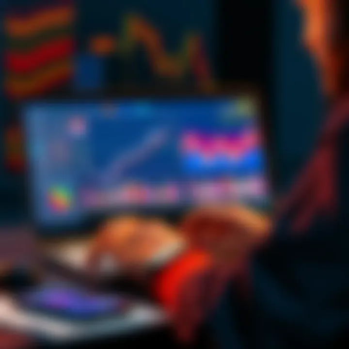 A person analyzing cryptocurrency graphs and charts on a laptop, considering an investment in Hype cryptocurrency