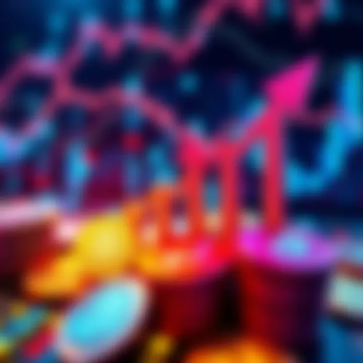 A visual representation of digital coins with upward arrows showing growth potential, symbolizing investment in altcoins.