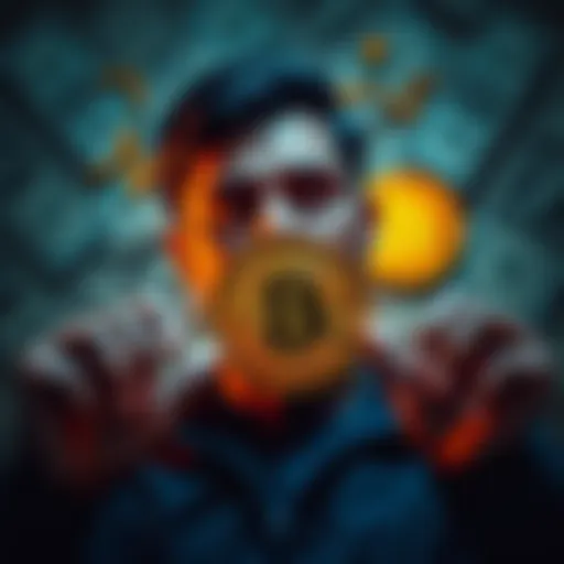 A person weighing options between investing a lump sum in Bitcoin and applying a dollar-cost averaging strategy, with dollar bills and Bitcoin symbols in the background.