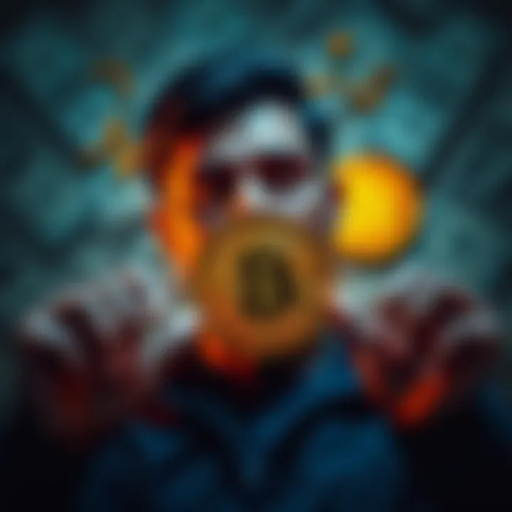 A person weighing options between investing a lump sum in Bitcoin and applying a dollar-cost averaging strategy, with dollar bills and Bitcoin symbols in the background.