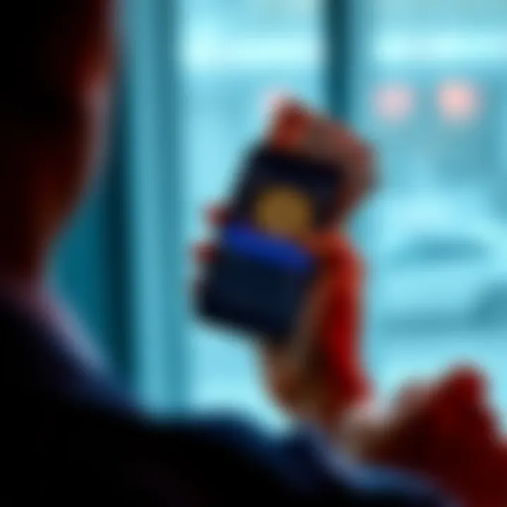 A person holding a smartphone showing Bitcoin graph trends while another hand holds cash, symbolizing dollar-cost averaging strategy.