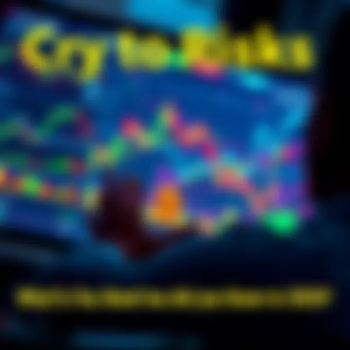 A person analyzing cryptocurrency trends on a digital screen with charts and graphs