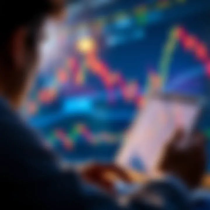 A person looking at a stock market chart with a focus on Kaspa, showing a strong interest in investment.