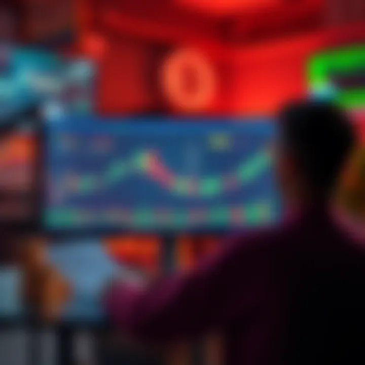 A beginner looking at a computer screen displaying meme coin charts and trends, surrounded by coins and investment notes