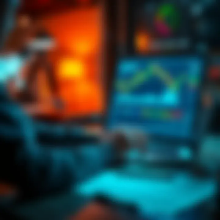 A person analyzing a graph showing Solana's price trends with a laptop and notes on the table, contemplating an investment decision.