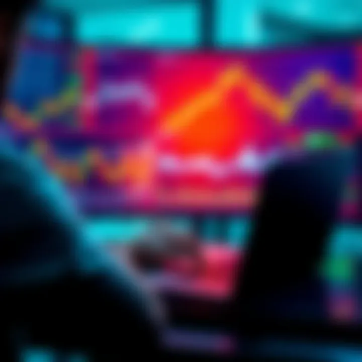 Investing in Market Trends A person analyzing stock market charts with a laptop and financial graphs around them, symbolizing investment analysis.
