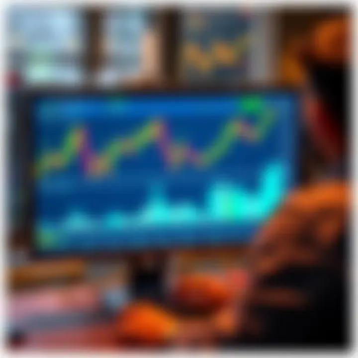 A person looking at a stock market chart on a computer screen, reflecting a transition from anxiety to calmness over investment decisions.