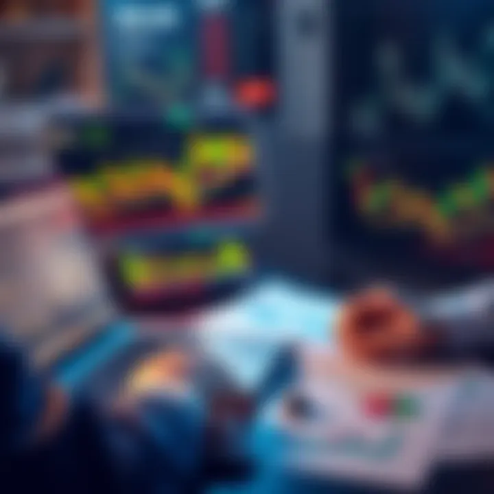 Investment in Solana and Ethereum A person analyzing cryptocurrency charts for Solana and Ethereum investments with a laptop and financial documents on a desk