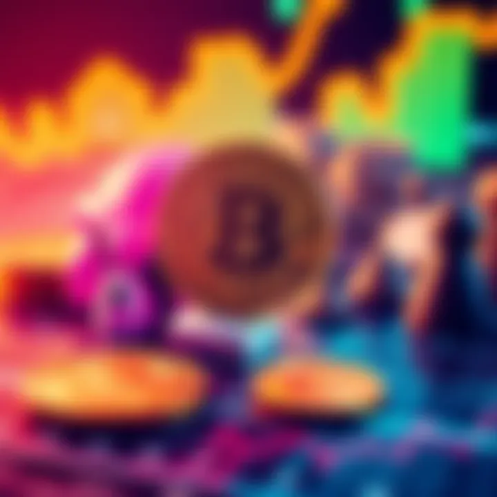 A visual representation of Bitcoin, AI technology, and Real World Assets with a chart trend showing potential growth