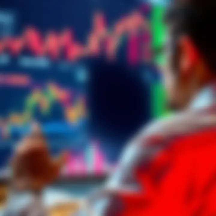 A person looking at financial charts and considering investment options for Kaspa (KAS)