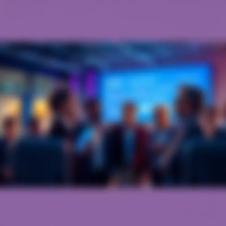 A group of people sharing thoughts on investment exit strategies, some looking at charts, others discussing verbally.