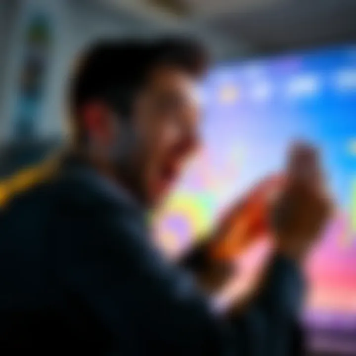 A person excitedly looking at their investment chart, with a focus on a dip at 105K, ready to make a purchase.