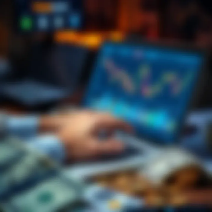 A person analyzing financial charts and graphs on a laptop with dollar bills and coins around them, representing smart investing in 2026.