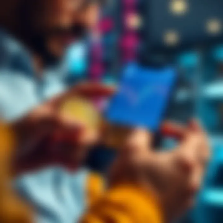 A person looking at their phone with charts showing a decline in cryptocurrency values, holding a digital wallet with alt coins like SOL and ETH.