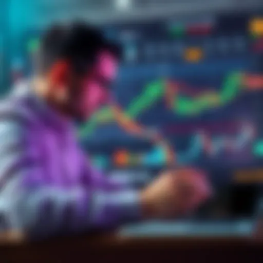 A person looking at market charts and graphs on a laptop, considering investment strategies during a market dip.