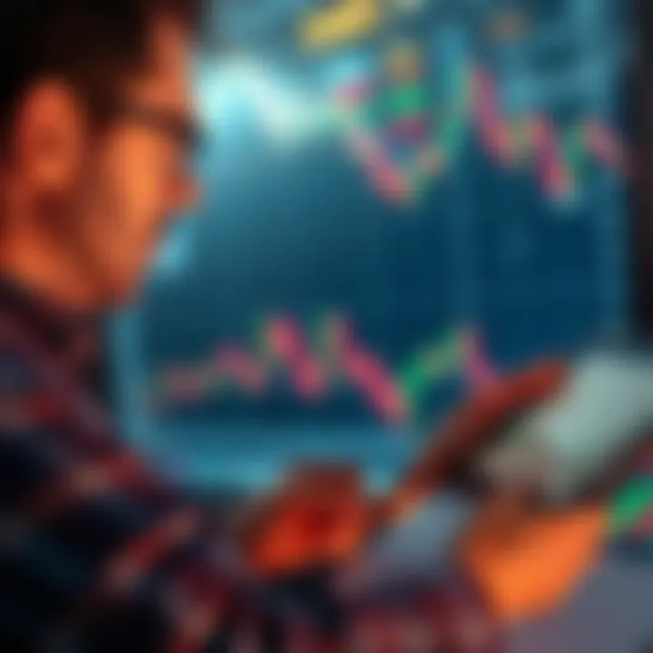 Investor Analyzing Market Trends An investor looking at stock charts and graphs with a concerned expression, symbolizing frustration over market conditions and thoughts on a potential December reversal.