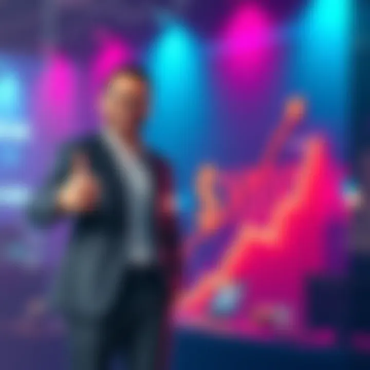 A happy investor standing with a thumbs up beside a chart showing growth to $100k