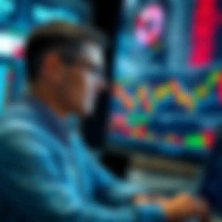 Investor contemplating investment timing A thoughtful investor looks at market charts while considering dollar-cost averaging strategies to make informed investment decisions.