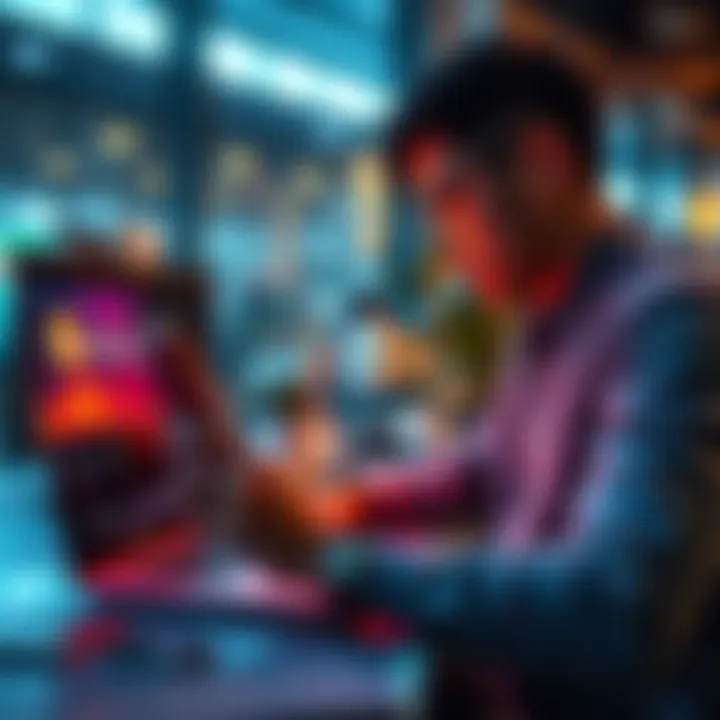 A person looking at a laptop screen displaying cryptocurrency prices, with a smartphone showing market alerts, in a modern workspace.