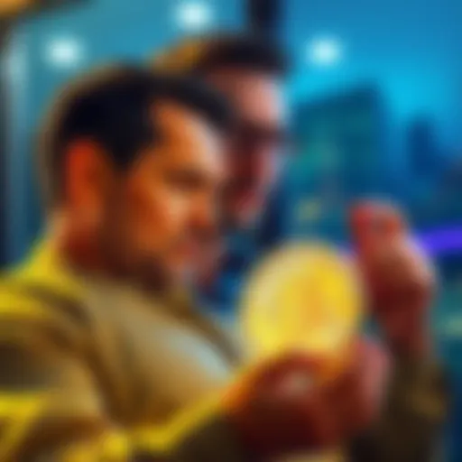 A local investor discussing their strategy for a promising cryptocurrency investment, aiming for significant profit.