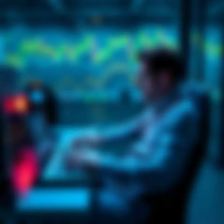 An investor sitting at a desk with a laptop, looking contemplative while reviewing crypto charts and news articles, symbolizing a shift from belief to skepticism about cryptocurrency.