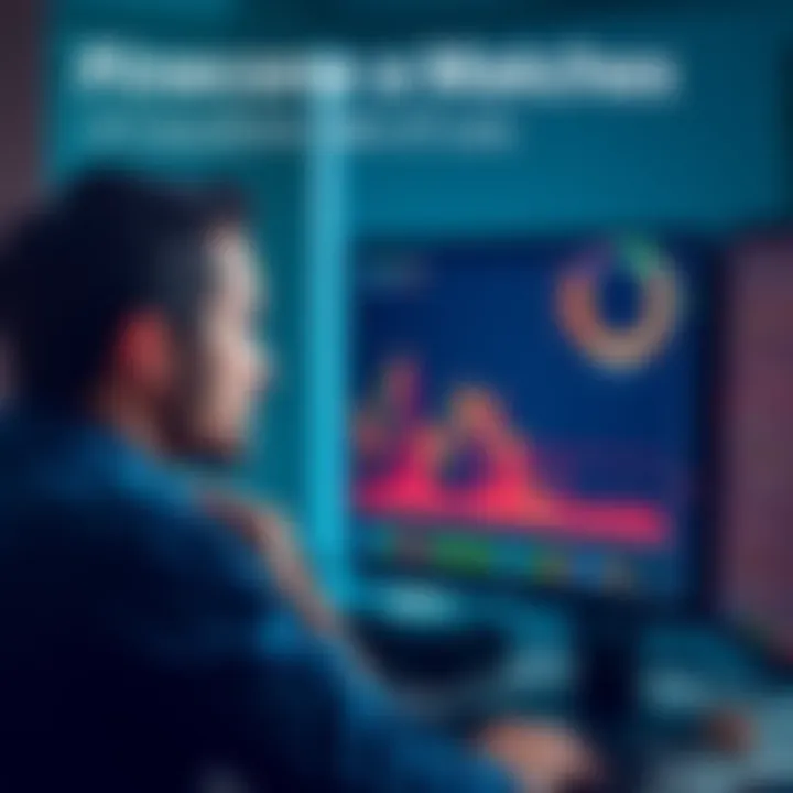 An investor looking worried while checking Pinecone Matches INIBOX on a computer screen, showing a declining graph.