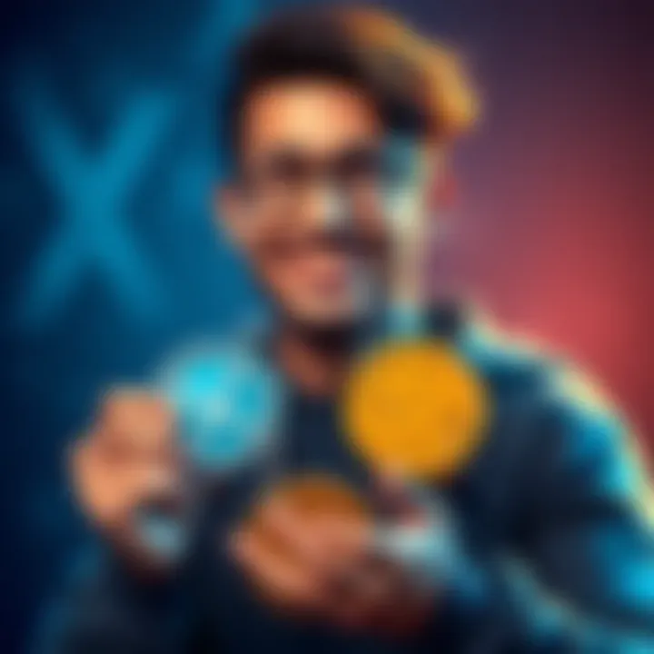 A crypto investor confidently holding XRP coins with a positive expression, symbolizing optimism in the cryptocurrency market.