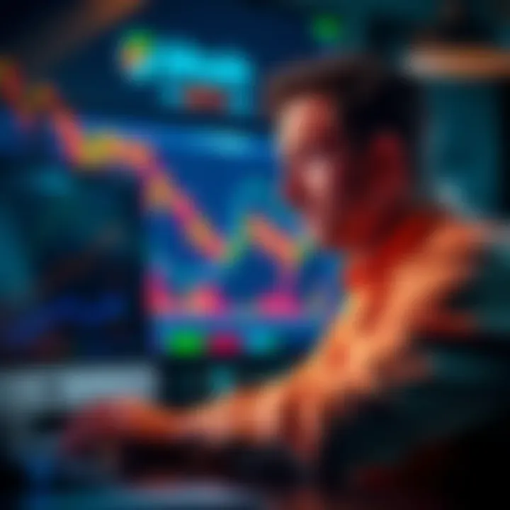 A worried investor examines Bitcoin price charts on a computer screen, reflecting on recent losses.
