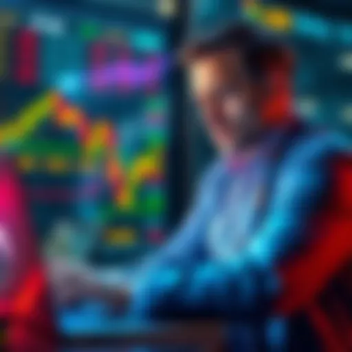 An investor looking concerned while checking stock trends on a laptop, symbolizing a shift from Bitcoin to stocks and commodities.