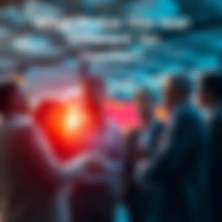 Group of investors engaging in conversation about market trends and opportunities for growth