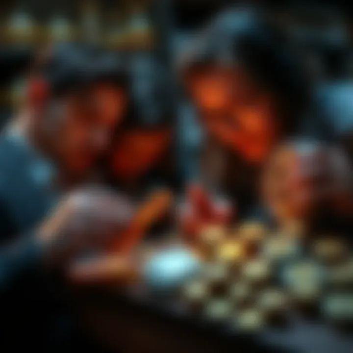 People examining gold and silver coins as interest in precious metals rises while Bitcoin remains stable