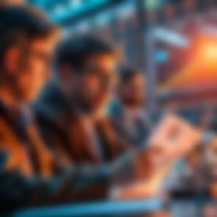 Investors examining charts with looks of concern, reflecting on financial losses and market downturns.