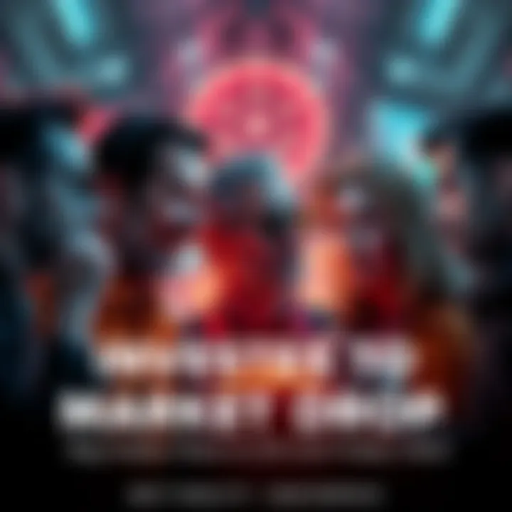 A group of concerned investors discussing the recent market drop and their investments, showing mixed emotions of worry and hope.