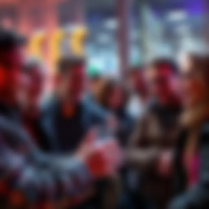 Group of investors discussing their journey with assets bought at low prices, featuring smiles and a sense of community.