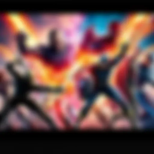 Invincible and Avengers clash in an epic showdown with intense action and powerful poses.