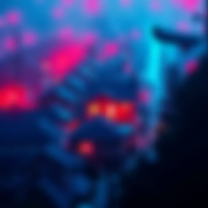 A visual representation of various IOT devices in a neighborhood, some showing active signals while others appear inactive, highlighting network issues.