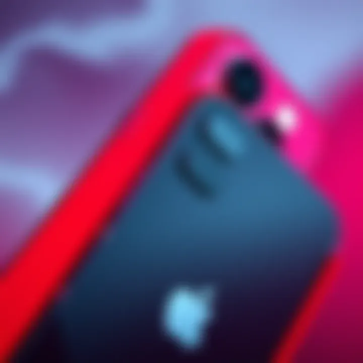 Close-up view of the iPhone Ultra with Dark Cherry and Black colors, showcasing its design features