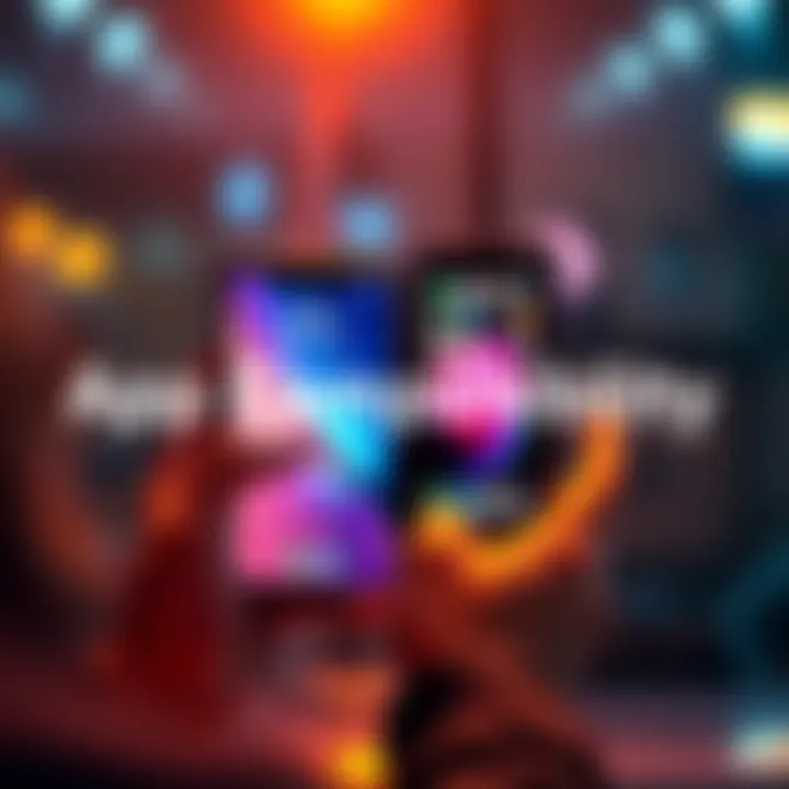 iPhone Duo App Compatibility Person adjusting app layout on an iPhone Duo for better user experience