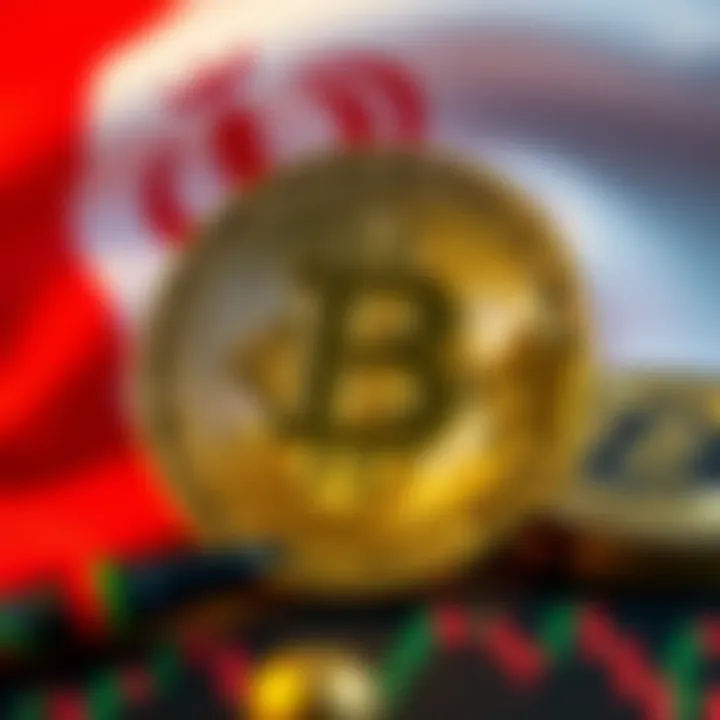 A representation of Bitcoin being used in Iran to bypass Western sanctions, with the Iranian flag and Bitcoin symbol in focus.