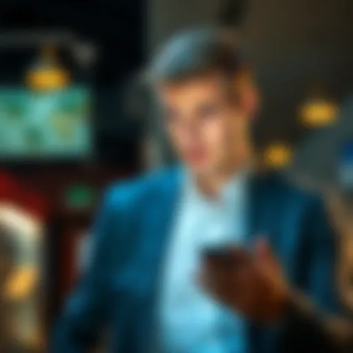 An Irish businessman looking worried while viewing his phone, representing the impact of sim-swap fraud on his finances.