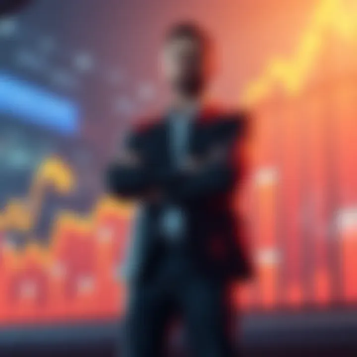 James Grube stands confidently with a stock market graph showing upward trends behind him, symbolizing his recent acquisition of shares.