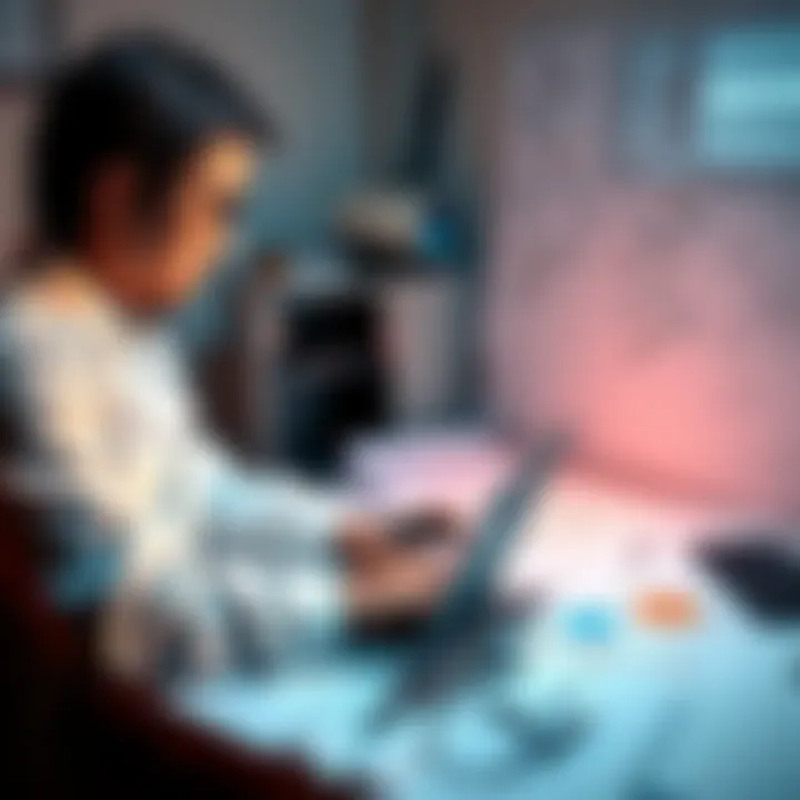 A researcher collaborating on a laptop surrounded by notes and diagrams about computational biology and AI, inviting others to join the team.