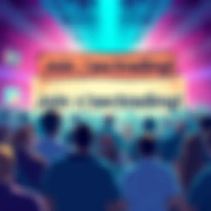 A vibrant graphic showing a crowd of people discussing cryptocurrency prices and sharing memes, with a banner that reads 'Join r/zectrading!', conveying excitement about the new community space.